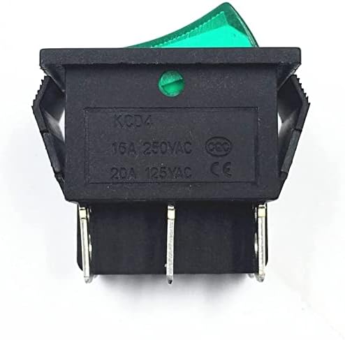 Vevel Latching Rocker Switch Switch Switch I/O 6 иглички со светлина 16A 250VAC 20A 125VAC KCD4 BOAT DPST