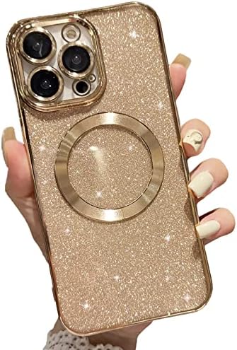 Сопственик Магнетни Случај за iPhone 11 Про Сјајот Случај, Луксузни Позлата Симпатична Bling Со Камера Леќа Заштитник, Компатибилен Со MagSafe,