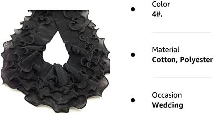 Karmelling 1 двор 4 слоја црна плетиран шифон еластична чипка за тресење лента за шиење за шиење и невестински свадбени украси