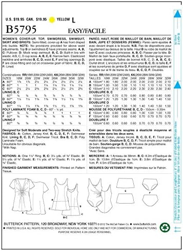 Модели на путер B5795 Women'sенски прикриен модел за шиење, костим за капење, костим за капење, здолниште и брифинзи, големина RR