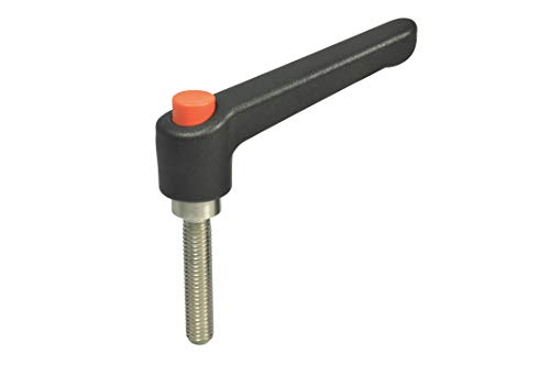 Прилагодлива рачка со најлонска метрика со копче за притискање на портокал, S/S навојна обетка, должина од 78мм, висина од 55мм, нишка M10 x 1,5