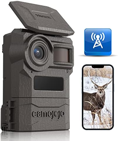 Camojojo Trace 4G LTE Cellular Trail Camera Camera Live Stream 1080p Video & 3K Фотографии за резолуција, камера за игри со живо во живо, време