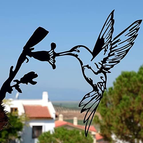 Едаркар метална птица силуета уметност на отворено градинарски двор декорација на дрвја, декорација на метални количини од 1,2 мм,
