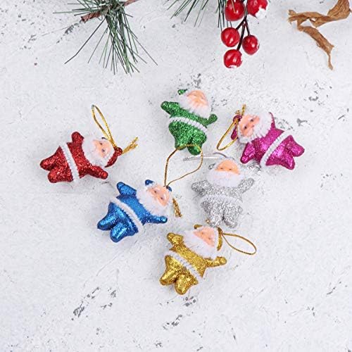 Божиќна декорација Амосфун 12 парчиња симпатична Дедо Мраз што виси украс Креативно Божиќно приврзоци за забава
