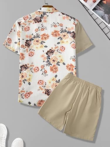 Gorgglitter Mani's 2 Piect Облека графичко копче надолу кошула и шорцеви Поставете летна облека