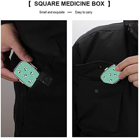 Пилула кутија Симпатична панда обрасци квадратни обликувани таблети за таблети за таблети со таблети со витамин со витамин сад, држач