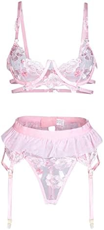 Kangmoon Nighties за жени под 10 женски забавни долна облека розова цветна вез плус големина секси носии долна облека за долна