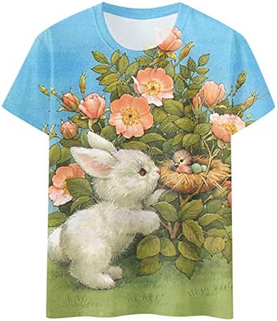 Слатки кошули за зајаче за жени обични летни велигденски врвови лажички вратот кратки ракави маица Туника вежба јога блузи