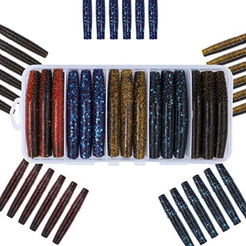 Mgotu TRD Soft Baits-2.75'''Finesse NED Rig Stick Maits, пластичен комплет за црви за риболов со бас