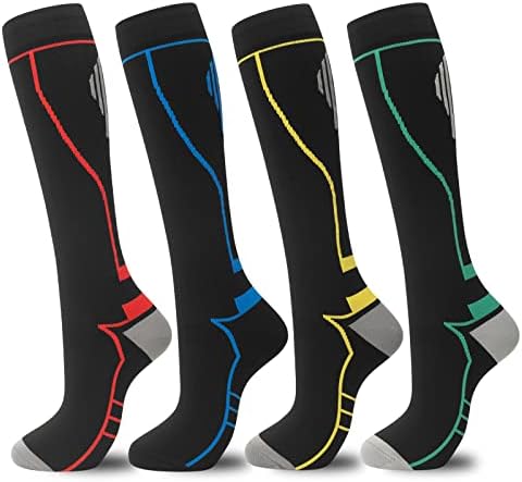 Здраво чорапи за компресија на Момоја за жени мажи колена високо водење на порибување 15-20 ммхг патувања атлетски