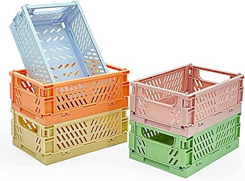 Monkiss 5-пакувачки мини корпи пластика за организатори на бирото, склопување на гајба за редење корпи за складирање за домашна кујна