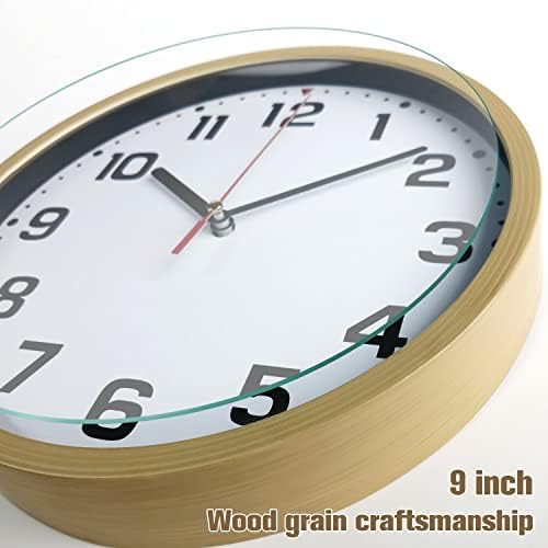 Wallиден часовник 9 инчен батерија управуваше тивок wallиден часовник со модерен кварц дизајн декоративен затворен кујнски канцеларија кафеава