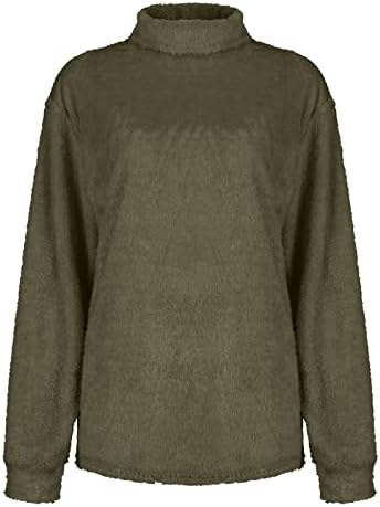 Женски џемпери со цврста боја на џемпер со женски кадифен пулвер, дното на блузата, врвови кабел плетен џемпер