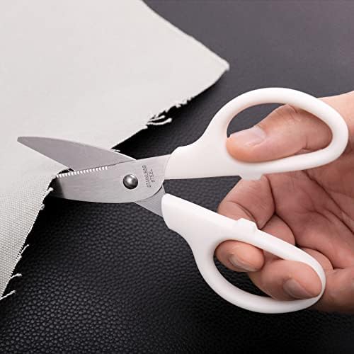 Hitopty бели повеќенаменски ножици, 6in директно цврсти остри ножици за канцелариски ученик од учениците од училиштата Општа употреба за шиење