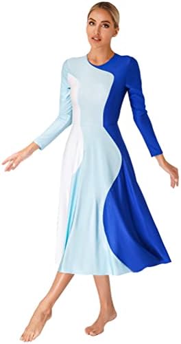 Aisилор женски долг ракав во боја на бојата пофалби танцов хорски облечен лирски танц фустан литургиски богослужби фустани