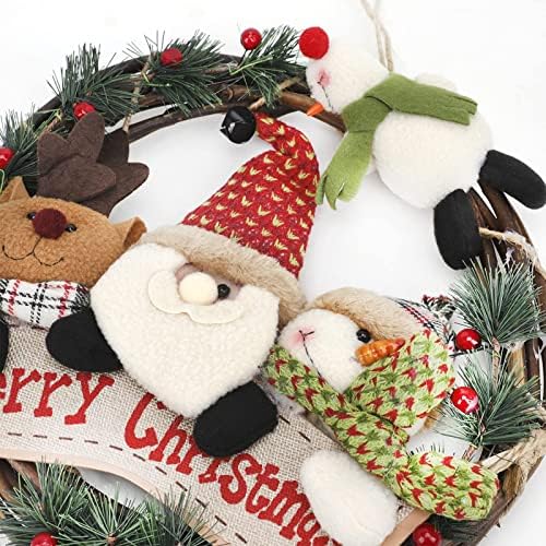 Божиќни украси Среќен Божиќен венец Санта Снежен човек Елк Божиќ рачно изработена кукла ратан прстен Божиќна декорација