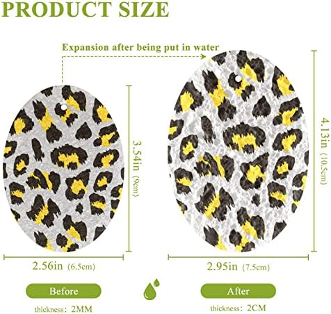 Алаза акварел жолто животно леопард печати сиво природно сунѓери кујнски целулоза сунѓер за миење садови за миење бања и чистење