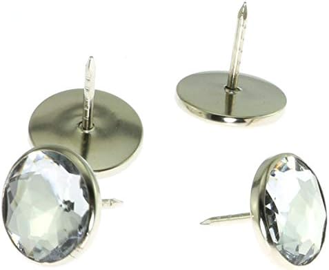 Учини 30 парчиња бел дијамантски кристал тапацир за нокти копчиња за лепење столпчиња иглички 20 мм дијака мека торба софа за мебел за декорација на wallидови