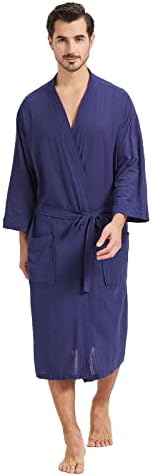 Fashgudim mens памучна облека лесна летна бањарка мека ткаени кимоно бања облечена