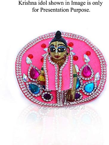 Ведски Ваани ™ Прекрасен традиционален рачно изработен дизајнер на камен со камен, Laddu Bal Gopal Thakurji Krishna Flower и Pearl
