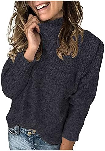 Womenените каузална цврста боја на џемпер од џемпер, кадифен пуловер, дното на блузата, врвовите на кардиганите влегуваат во надворешната