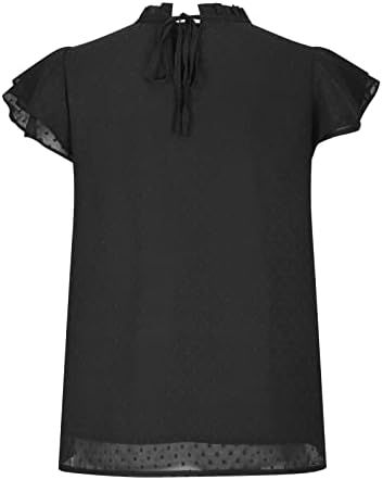 Женски шифон врвови модна цврста боја џакард екипаж вратот на вратот лабава вклопена ракав ракав кратки ракави кошули блузи