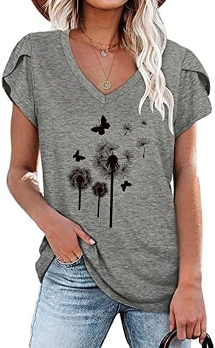 Дами против вратот памук графички глуварче печати цветни брендни блузи маица за тинејџерски девојки есен лето J0 j0