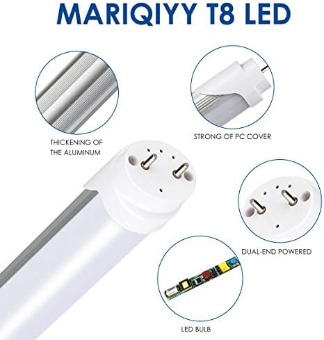 MARIQIYY 25 Пакет 2FT T8 LED Светилки, 9W 1170LM 5500-6000K Дневна Светлина Бела, 2 Нога Цветни Цевка Замена, Приклучок и Игра