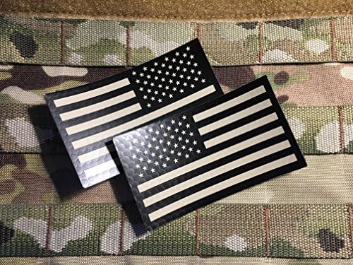 2 пакувања сет - автентичен MIL -Spec 2 x 3,5 Црно и тен САД IR инфрацрвено знаме на САД воен морал рефлексивен лепенка
