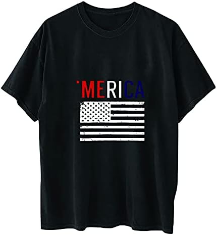 Денот на независноста маица за жени 4 -ти јули кошули Патриотско американско знаме блузи, летни преголеми врвови на туника