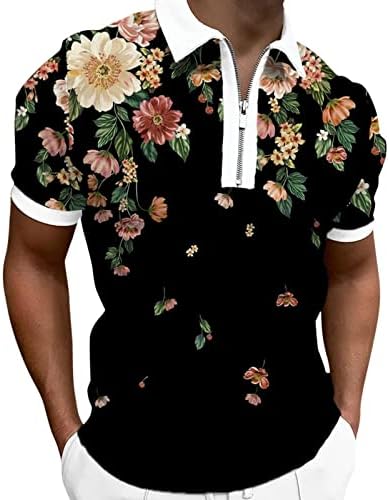 Менс Поло кошули патент V-врат-врат Краток ракав лабава мускулна маица со лесни полови кошули за мажи тенок вклопување