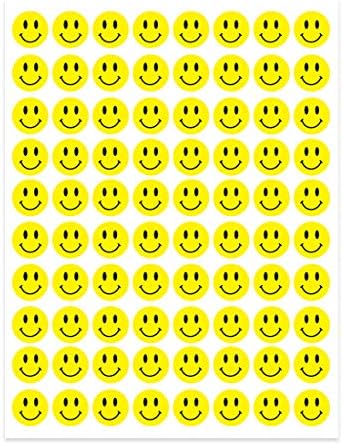 Производи на Hygloss Среќно насмевливо лице налепници со жолта точка - 240 етикети - 1/2 инчи, 3 листови