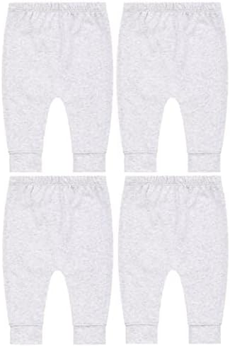 Лазирино пакет од 4 панталони за бебиња џогер - меки памучни панталони за момчиња и девојчиња - унисекс слатки дизајни во боја за новороденчиња