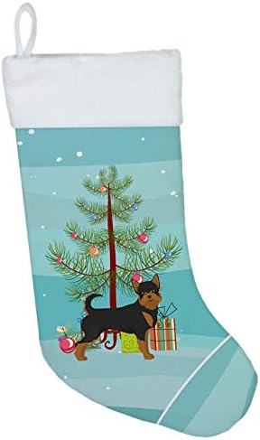 Богатства на Каролина CK3817CS црна и тен Корки Божиќно дрво Божиќно порибување, камин што виси чорапи Божиќна сезона забава