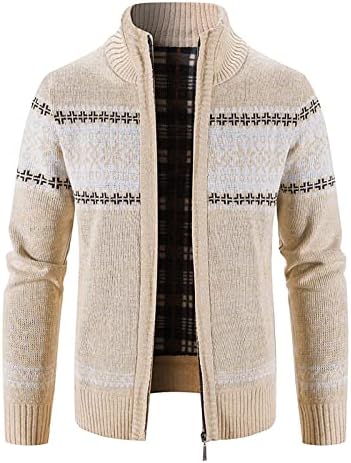Менс џемпер Зимски патент џемпер стојат јака печатена кардиган врвови џемпер блузи џемпери за мажи за мажи