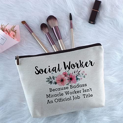Социјален Работник Благодарност Подарок Патент Шминка Торба Патување Козметичка Торба Ви Благодариме Подароци За Социјален Работник