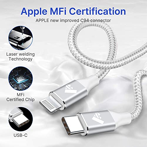 Aiminu 4 Пакет 3FT USB C на iPhone Кабел Компатибилен со iPhone 13 12 11 Pro MAX XS XR X 8 7 6S 6 Плус SE, iPad