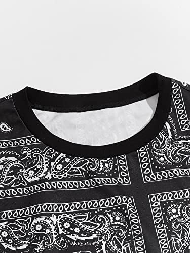 Ојоангл машка облека од 2 парчиња Paisley Print Print Short Schaive Tee кошула и шорцеви за влечење