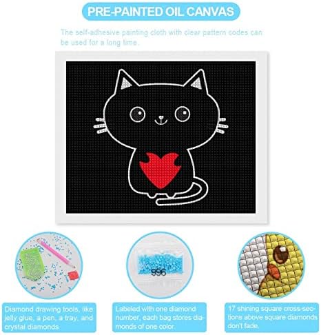 Комплети за сликање со дијаманти за црна мачка за возрасни квадратни дијаманти целосна вежба уметност за украси за домашен wallид