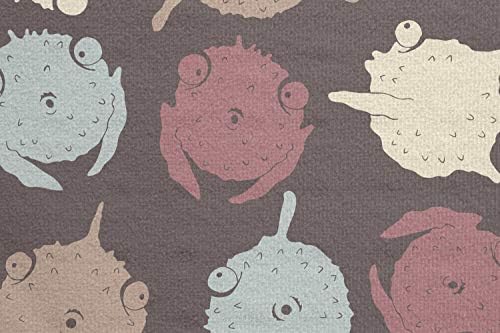 Амбесон, цртан филм јога мат пешкир, шема на глобуска во пастелни бои Цртани филмови Подводни чудовишта Повторување, нелизгање на потта