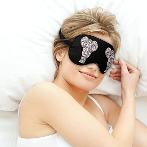 Aztec Elephant Print Eye Mask Light Blocking Mask Mask со прилагодлива лента за работа за смена за спиење