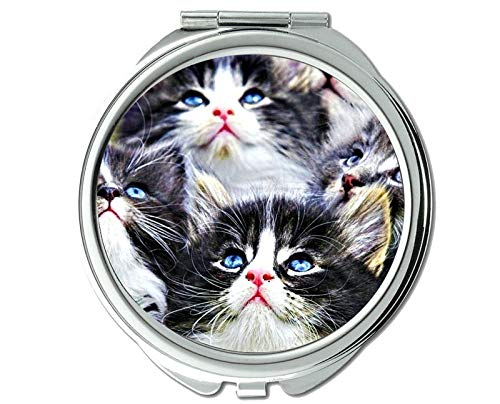 Огледало, патување огледало, меки мачиња животински мачки бело огледало за мажи/жени, лупа од 1 x 2x