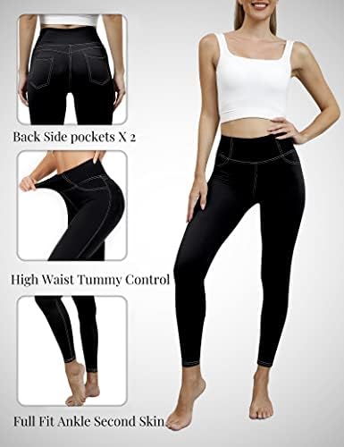 Vooveeya Jeggings за жени со високи половини, хеланки со џебови контрола на стомакот плус големина истегнати фармерки хеланки 7/8