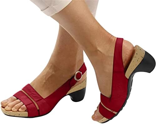 Gefesfенски женски клинови сандали, жени елегантни клин -сандали удобни отворени пети ниски буци пета сандали