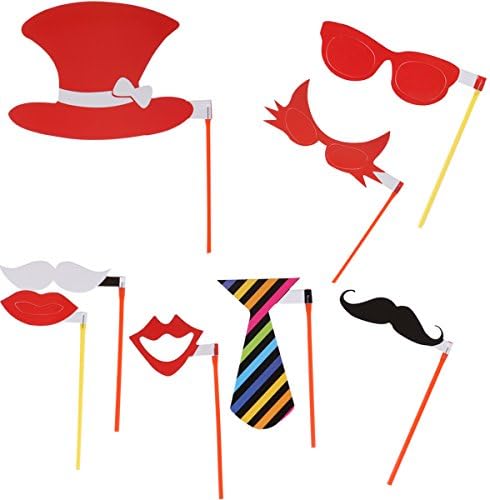 8 парчиња забави смешни фото штанд реквизити симпатични кловн брада црвени усни очила за очила, лак, креативен позиран знак