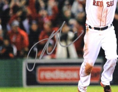 Дастин Педроја потпиша Red Sox 2013 Светска серија Игра 6 Final Out 11x14 Photo JSA - Автограмирани фотографии од MLB