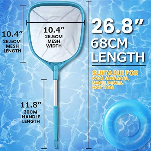 Sorsweet Pool Skimmer Net 26,8 инчи, мрежа за базен со алуминиумски пол, фино мрежно базен за чистење на мали базени, езерца, топла