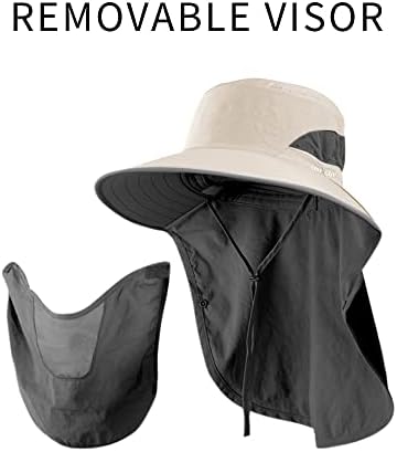 Тактичка капа за риболов птици за мажи, надворешна УВ сонце за заштита Широк капа со капаче за лице и размавта на вратот