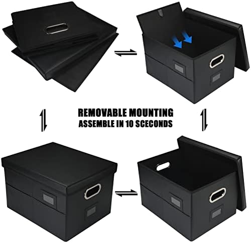 Организатор на датотеки Amassmile® 2PC Кожа кутија со капаци за канцеларија, организатор за склопување на документи со рачка за складирање/папка