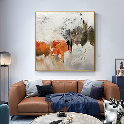MJWDP Апстрактна сива портокалова рачно изработена масло за сликање платно плака за сликарска слика за домашни простории декор